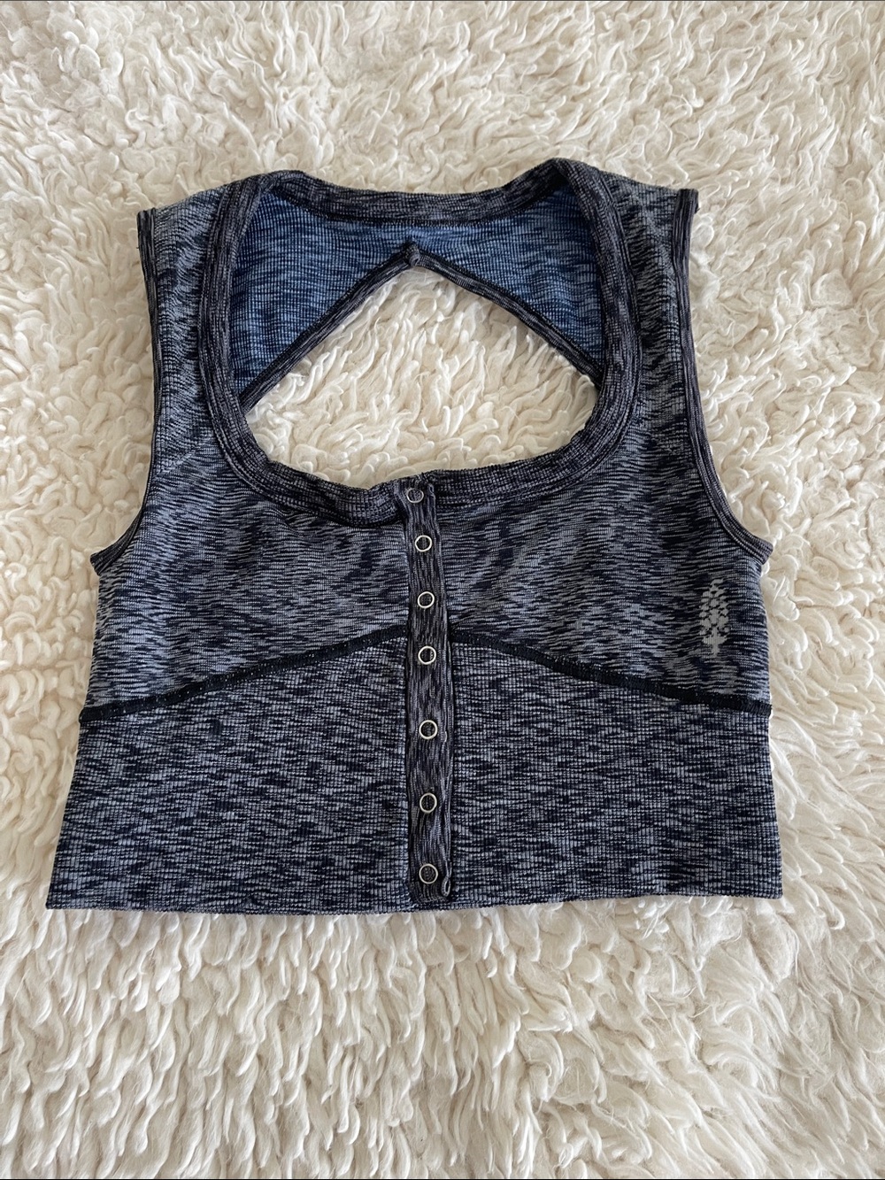 FP Movement by Free People Heathered Black Snap-Front Crop Tank